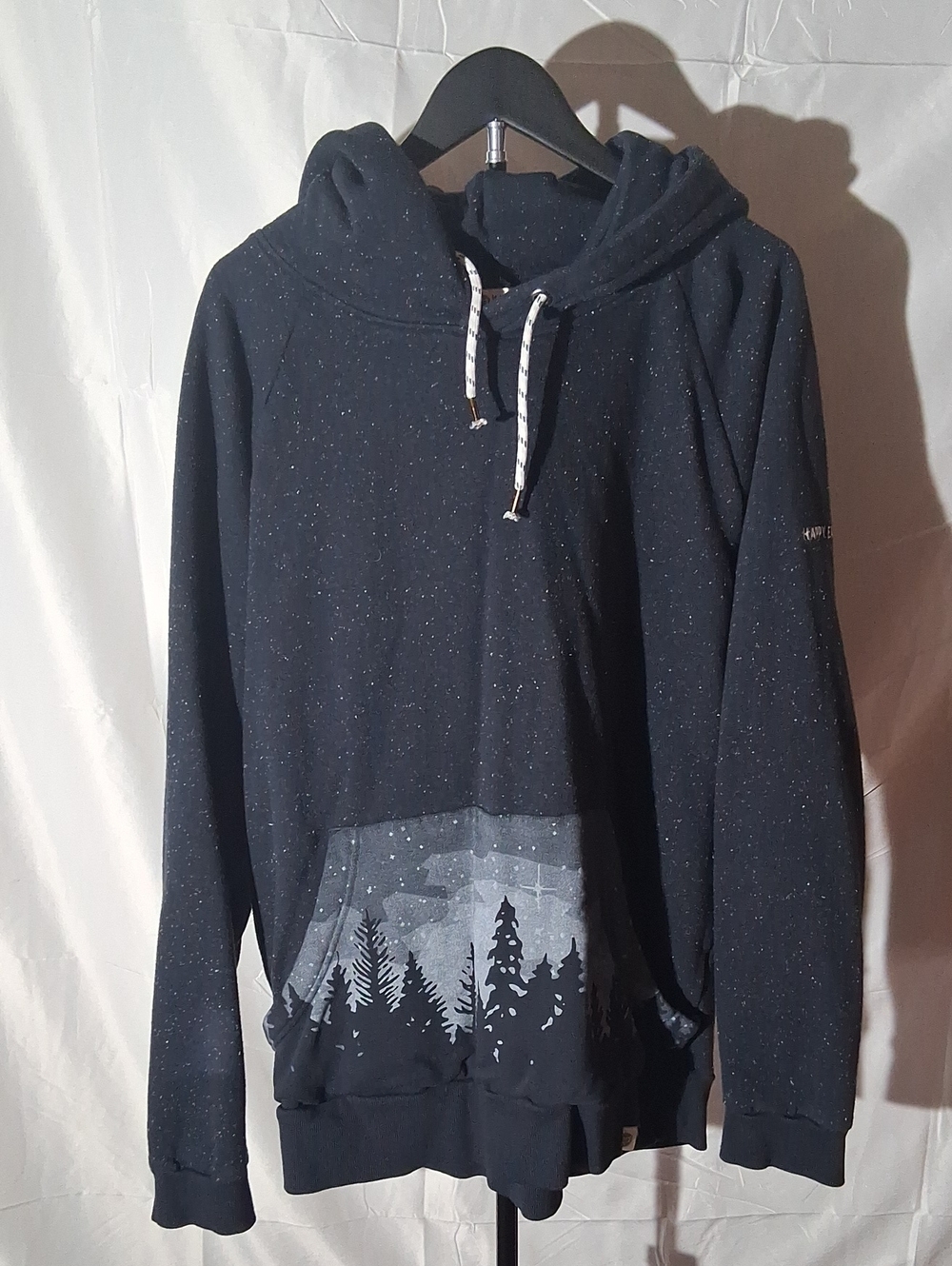 Women's Navy Speckled Hoodie with Forest Graphic